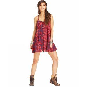 Free People | Red Trapeze Floral Strapy Romper | S